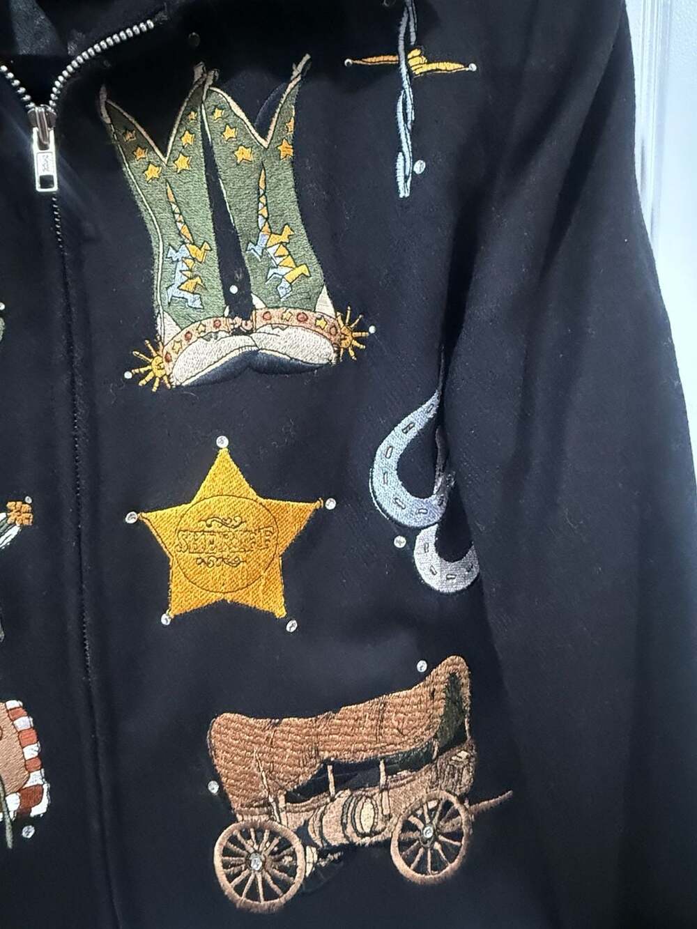 Gordon & James Western Embroidered Wool Jacket Women’s S Black Cowgirl Y2K - Picture 7 of 9